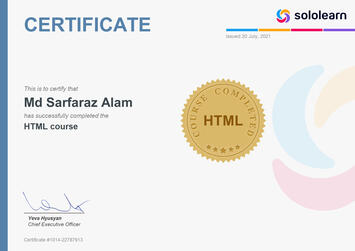 Html Certificate By SoloLearn