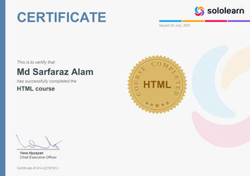 Html Certificate By SoloLearn